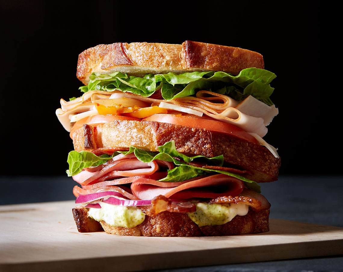 Food Photography in Dallas Texas Triple decker Sandwich