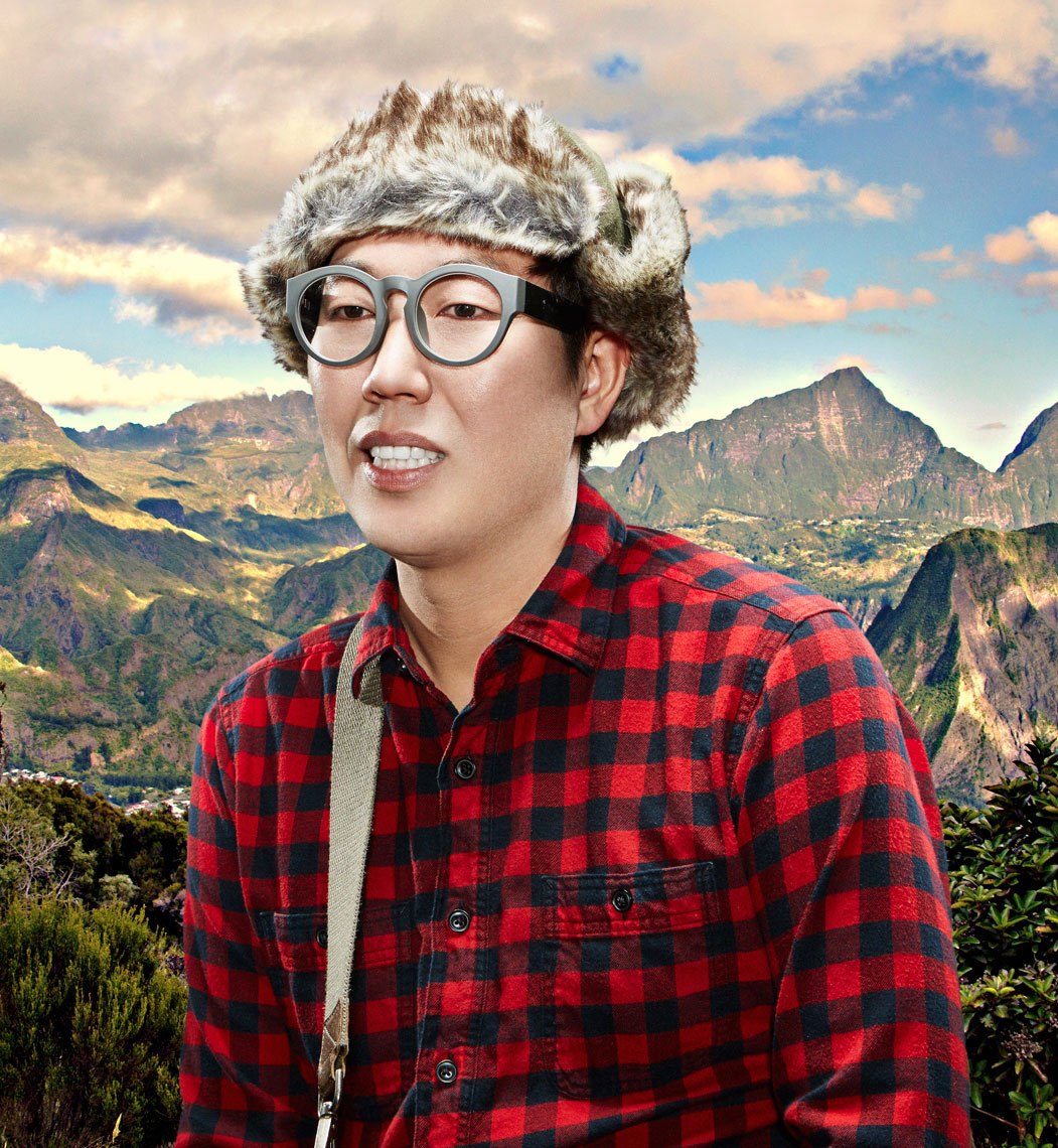 Quirky Portrait of Man with Mountain in Background Dallas Texas Photographer